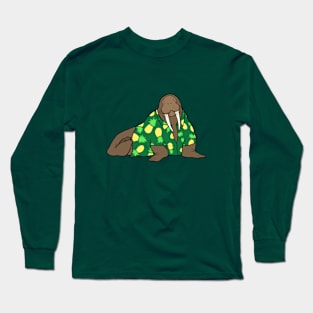 Walrus in Hawaiian shirt - green Long Sleeve T-Shirt